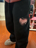 真维斯女童裤子加绒秋冬新款儿童运动裤保暖一体绒冬装休闲加厚舒适卫裤 黑 J花朵爱心X 150 实拍图