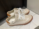 Rockfish复古德训鞋女2024年秋季运动板鞋原版平底女鞋休闲单鞋女款 米白色皮面 38 实拍图