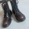 跨足行【牛皮】马丁靴男真皮高帮英伦风秋冬季男士工装男靴透气中帮皮鞋 全黑【高帮单鞋】 42 实拍图