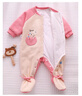 婴儿冬款连体衣夹棉冬装外套秋冬季连脚棉服新生衣服冬天棉衣薄棉 S350轻软薄棉粉色 66cm 3-6个月宝宝 实拍图