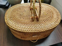 半物生活 藤编手提篮 手工编织户外野餐篮子菜篮花篮采摘篮鸡蛋竹篮礼品篮客厅收纳储物筐水果篮面包篮田园 带盖椭圆手提篮 实拍图
