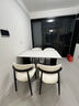 复古风黑色实木岩板餐桌餐椅组合家用小户型客厅现代简约吃饭桌子 单餐桌【1.8cm全托底盘】 180cm 实拍图