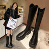 ZHR长筒靴女冬季保暖圆头显腿长不过膝靴子女便捷后拉链骑士靴INS百搭女靴 加绒可选 CQ03 黑色(单里) 36 实拍图
