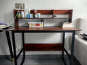 人文成家电脑桌台式简约书桌书柜书架一体组合学习桌家用卧室办公写字桌子 拉丝黑橡木色100CM 单书桌 实拍图
