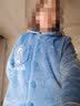 芬腾 睡衣女秋冬季新品珊瑚绒翻领保暖长袖开衫家居服套装 灰兰 M 实拍图