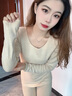 葡萄甜德绒无痕女士保暖内衣女加绒加厚羊绒蚕丝圆领秋衣秋裤套装打底冬 实拍图