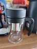 万象（WANXIANG） 玻璃杯商务办公男士水杯手柄杯大容量泡茶杯茶缸带过滤网简盒装 U211-皮纹黑480ml 实拍图