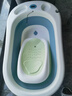 十月结晶新生婴儿洗澡盆可坐可躺家用大号儿童可折叠宝宝浴盆浴桶 【加厚款】蓝绿色浴盆+浴架 实拍图