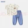 嘟嘟家宝宝夏款短袖T恤套装儿童休闲T恤防蚊裤卡通衣服夏装女童两件套潮 条纹T恤+深蓝色裤子 120 实拍图