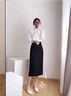 伯德小姐黑色职业西装裙女正装直筒a字裙过膝长裙面试半身裙 QZ42 黑色【常规版】 更多人购买 M -适合100-110斤可穿 实拍图
