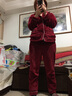 琼瑛 睡衣女秋冬加厚法兰绒两件套珊瑚绒情侣睡衣男家居服套装 女款酒红色 XL 实拍图