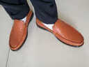 红蜻蜓春款男士时尚豆豆鞋男士休闲皮鞋舒适套脚休闲男鞋WTA5590 桔红色 44 实拍图