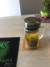 富光玻璃杯双层办公大容量带把手水杯带盖有滤网玻璃茶杯子水杯 X1804-SP-570ml本色 570ml 实拍图