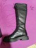 BEAUTODAY真皮高筒靴女鞋2025新款冬季黑色增高骑士靴长筒靴百搭显瘦靴子女 经典黑 加绒版 36 实拍图