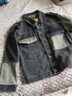 择肯春季帅气工装拼接2021年复古宽松韩版休闲夹克百搭潮流牛仔外套男 黑绿 L【130斤左右】 实拍图