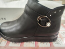 红蜻蜓冬款保暖防滑皮鞋妈妈棉靴加绒短靴中老年棉鞋 WTC42927黑色37 实拍图