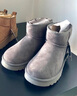 红蜻蜓雪地靴女秋冬加绒百搭棉鞋保暖短靴女靴WLC43470灰色35 实拍图