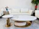 合家意式轻奢岩板茶几椭圆形不锈钢茶几客厅家用设计师新款储物茶桌 1.4米钛金茶几+边几岩板香奈尔 组装 实拍图