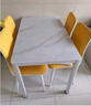 栢罗 餐桌椅组合北欧大理石纹钢化玻璃餐桌椅组合饭店饭桌家用小户型 白玻璃+6黄色椅 120cm 120*70*75(高) 实拍图
