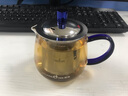创典（CHUANGDIAN）耐热玻璃茶壶小号加厚透明泡茶壶过滤花茶壶沏茶泡茶杯400ml 蓝色 实拍图