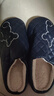洁丽雅 防水棉拖鞋女冬季室内家居防滑情侣居保暖外穿皮拖鞋男冬天棉鞋 藏青 44-45 (适合43-44码) 实拍图