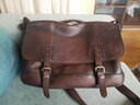 赫泽琼斯真牛皮斜挎包进口意大利单肩包青年时尚简约邮差包男神英伦ipad包 咖啡色进口意大利牛皮 实拍图