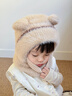 苏木佰儿童毛线针织帽女童男孩秋冬围脖一体连帽宝宝防风护耳保暖套头帽 卡其【内里加绒】【品质款】 建议3-9岁帽围（43-50cm) 实拍图