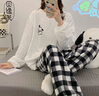 贝逸芙珊瑚绒睡衣女春秋冬季加厚保暖可爱韩版清新学生法兰绒家居服套装 TF321#帕恰狗-黑格子 XL (170) 实拍图
