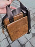 玛轮特头层牛皮男士包复古休闲竖款手提包单肩包真皮斜挎包公文包 咖啡 实拍图