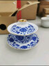 容山堂京韵盖碗茶杯陶瓷大号珐琅彩绘三才青花泡茶碗功夫茶具配件 陶瓷珐琅彩盖碗-蓝莲花 实拍图