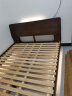 源氏木语 全实木床现代简约橡木大床北欧小户型卧室夜灯双人床 胡桃色低铺单床1.5*2m 实拍图