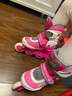 米高溜冰鞋儿童全闪光轮直排轮旱冰鞋轮滑鞋可调尺码S1【培训适用】 全闪粉色鞋+MK9头盔+PE1护具+包 S (27-30)3-5岁 实拍图
