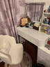 束寻梳妆台奶油风卧室现代简约小户型化妆桌床头收纳斗柜书桌镜子一体 灰60cm+柜+方镜+圆凳 实拍图