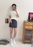 珂卡芙（KEKAFU）厚底板鞋女鞋子2024秋新款女鞋透气增高鞋子百搭时尚爆款小白鞋 米黑 37 实拍图