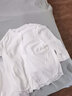 尚都比拉时尚洋气圆领七分袖雪纺衫女秋高级少女感气质通勤上衣 白色 L 实拍图
