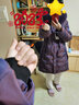 鸭鸭（YAYA）冬季狐狸毛领羽绒服女中长款冬装连帽外套女加厚过膝QC 紫色(白鸭绒) 4XL 实拍图