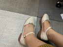 卓诗尼包头凉鞋女2024年夏季新款粗跟时装鞋子中跟一字扣带单鞋女 米白色 36 晒单实拍图