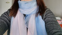达芬奇密码真丝丝巾女春夏季高档桑蚕丝绸披肩围巾两用纱巾礼物 粉蓝渐变 实拍图