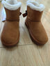 百丽童鞋儿童反毛绒雪地靴女童蝴蝶结棉鞋冬季加绒保暖真皮中大童短靴 驼色 35 参考脚长212mm 实拍图