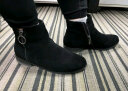 红蜻蜓女靴冬季新款加绒保暖低跟粗跟女棉靴短靴时尚磨砂女鞋 WFC7301黑色 38 实拍图