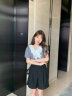 VEGA CHANG格纹衬衫女2024年夏季新款设计感蕾丝花边领短袖上衣 黑白格 M 晒单实拍图