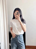 啄木鸟正肩白色短袖t恤女夏季内搭修身打底上衣体恤潮 白色 S 实拍图