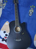 雅萨特奥（YASATEAO)单板民谣吉他38寸初学者吉他新手入门吉它学生乐器 38寸【镶边】黑色+大礼包 实拍图