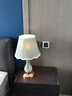 欧式奢华小台灯卧室床头灯美式客厅书房新中式温馨婚房书桌创意奢华调光现代简约轻奢北欧家用装饰led灯具 TC004-蓝色陶瓷+蓝色灯罩 按键开关 实拍图