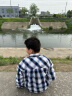 可可鸭（QQ DUCK）童装儿童衬衫男童格子衬衣大童外套学生青少年衣服蓝白格；165 实拍图