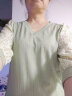 尚都比拉时尚女神范撞色蕾丝拼接七分袖V领上衣女秋季针织衫 烟绿色 XL  晒单实拍图