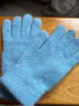 目丸纯色针织冬天女触屏防风加绒保暖防寒毛线手套女分指冬季蓝色手套 蓝色【露指触屏手套】 实拍图
