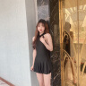 安与·洛施琪新款黑色连体裙式游泳衣女韩版性感漏背遮肚显瘦温 黑色 M (  建议80-95斤 ) 实拍图