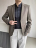 杰逊斯西装外套男春秋季2025新款青年修身职业上班商务男士休闲西服套装 咖啡色（单件西装） 2XL（140-150斤） 实拍图
