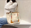 睿昂 新款ins港风帆布单肩包女日系韩版大学生上课手提包chic大容量大包花朵轻便通勤尼龙布女包 白色 实拍图